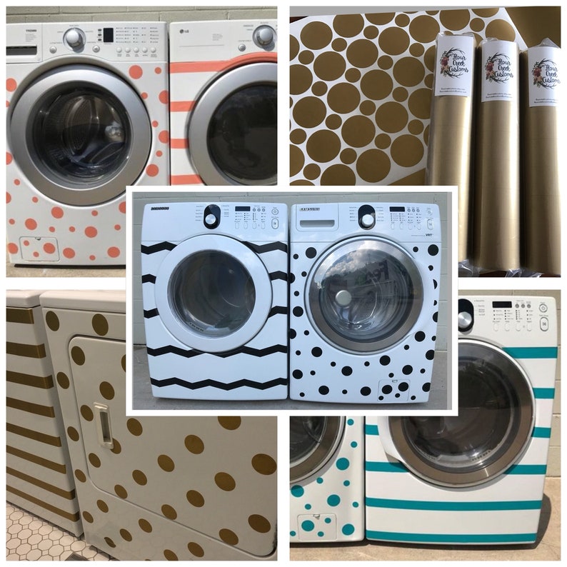 Washer and dryer decal set removable vinyl polka dots and Etsy