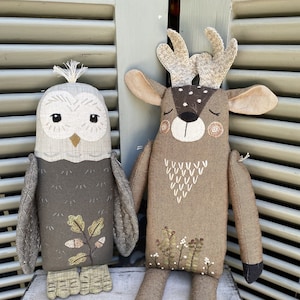 Forest Friends - Deer & Owl - Stuffed Toy PATTERN HTH402