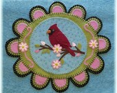 Primitive Wool Applique PATTERN - Red Feathered Friend - PLP190