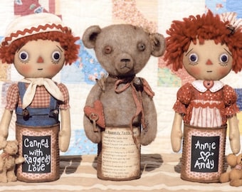 Canned With Raggedy Love - Primitive Doll PATTERN HHF368