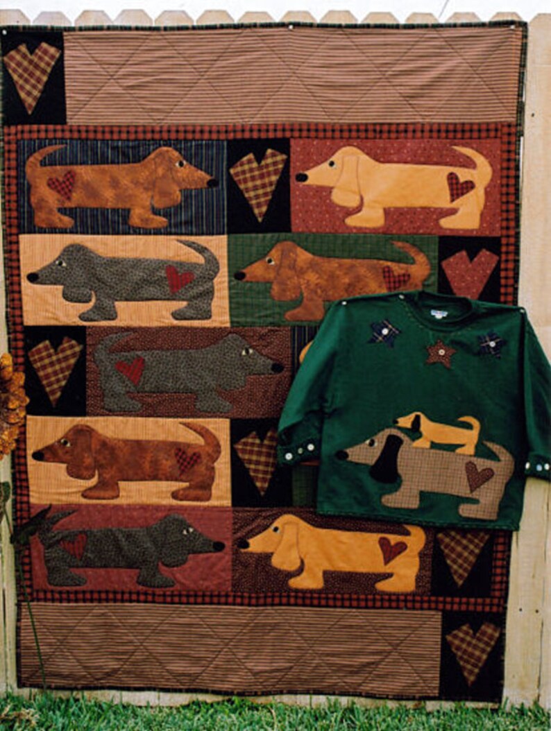 PATTERN Wiener Dog Applique quilt with matching Etsy