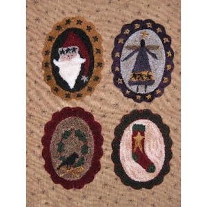Punch Needle Christmas Ornies ~ PATTERN and Fabric PRI406
