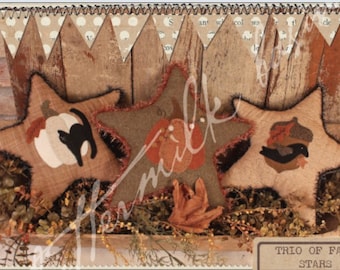 Trio of Fall Stars ~ Applique PATTERN BMB1313