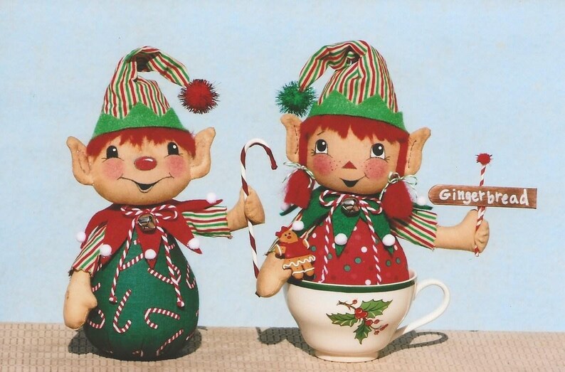Little Elf Tea Cup Dolls and Sitting Shelf Elves Whimsical Elf PATTERN HHF481