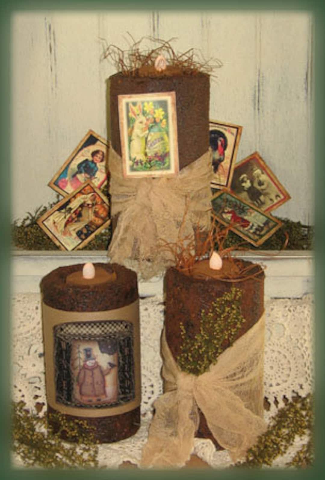 Holiday Pillar Candle Primitive Candle PATTERN CF856 Etsy Canada