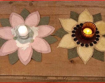 Seasonal Candle Mats Set 1 ~ Wool Applique PATTERN BPJ252