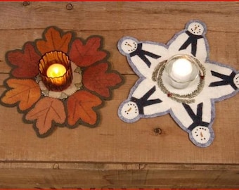 Seasonal Candle Mats Set 2 ~ Wool applique PATTERN BPJ253