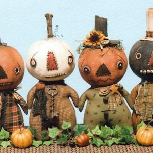 Stumpkin Pumpkin Men -Primitive cloth doll PATTERN  HHF318