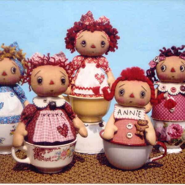 Sweet Annie Tea Cup Dolls - Primitive Annie PATTERN - HHF292