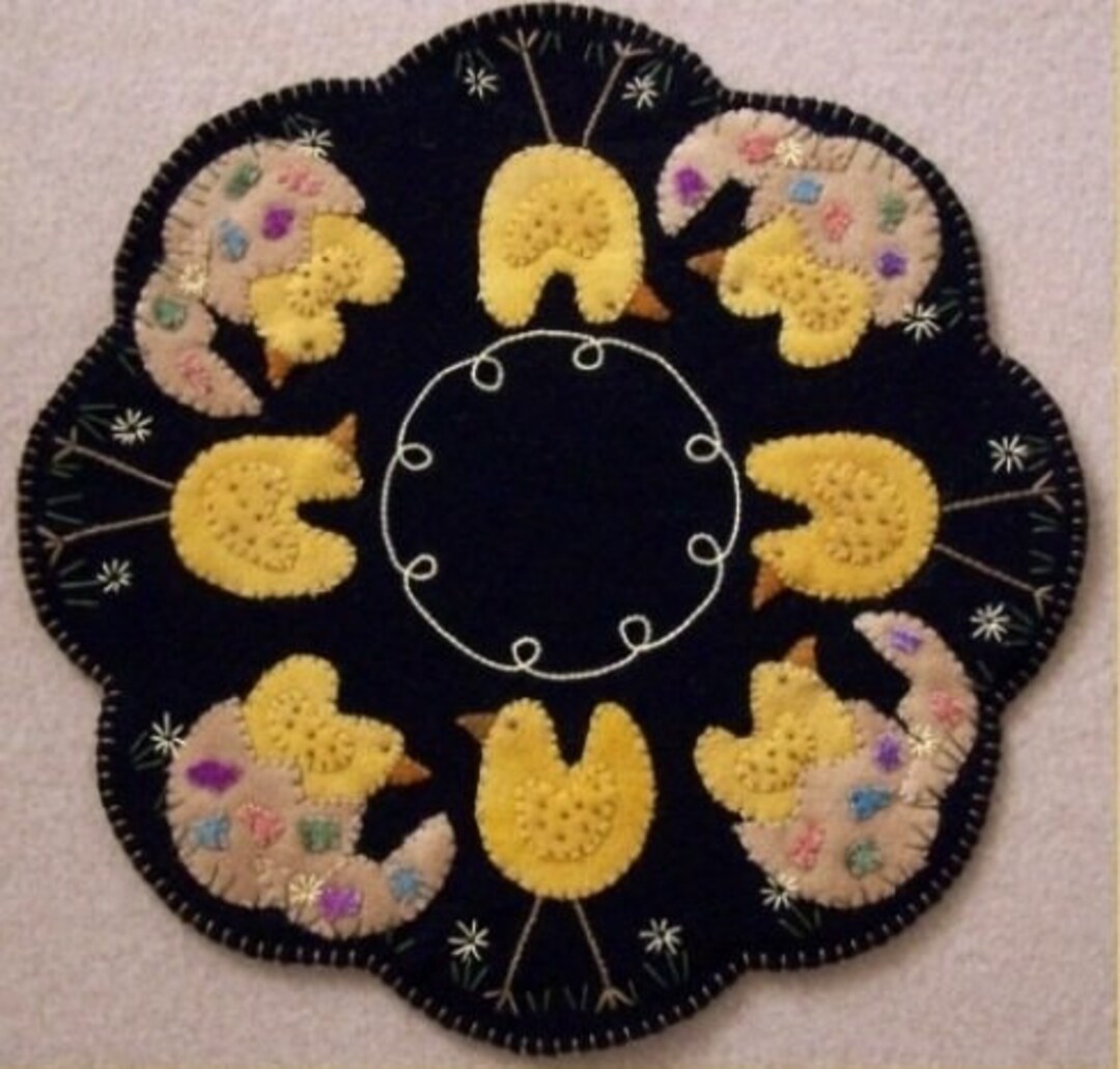 Spring Penny Rugs It's Spring, Chicks! -primitive Penny Rug PATTERN - CP108 - Etsy