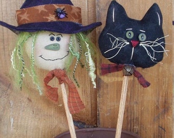 Witch 'n' Cat - Whimsical Plant Poke PATTERN CWC607