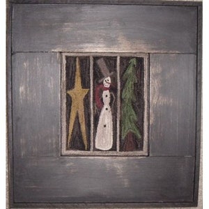 Winter Window Pane Punch Needle PATTERN and Fabric PRI418
