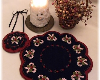 Christmas Candy - Wool applique Penny Rug PATTERN - PLP178