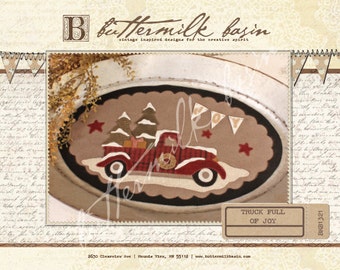 Truck Full of Joy - PATTERN Wool Applique Penny Rug BMB1321