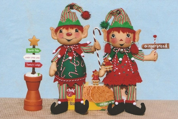 Little Elf Tea Cup Dolls and Sitting Shelf Elves Whimsical Elf PATTERN HHF481