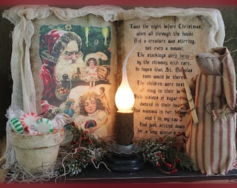 Night Before Christmas- Primitive cloth doll PATTERN  -CF900