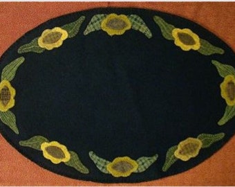 Simple Sunflower Table Mat ~ Wool Applique PATTERN PRI193