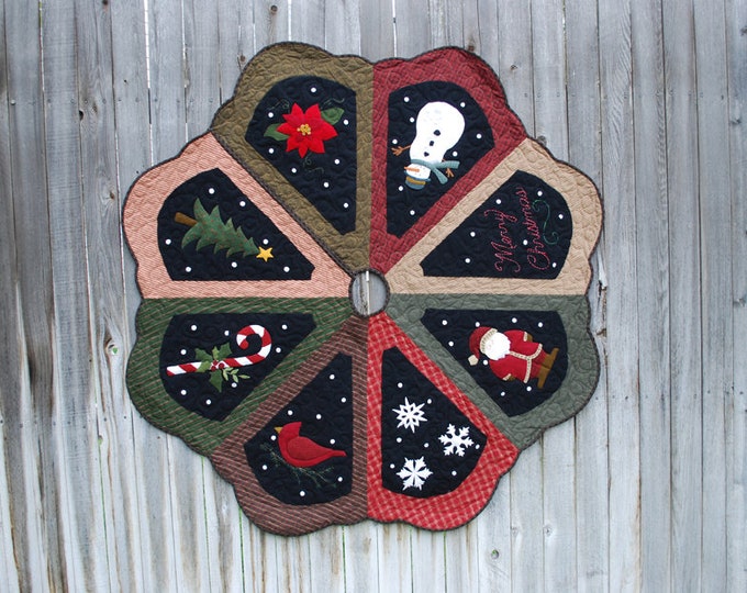 Oh Christmas Tree Vintage Wool Applique Tree Skirt PATTERN UGM118 Etsy