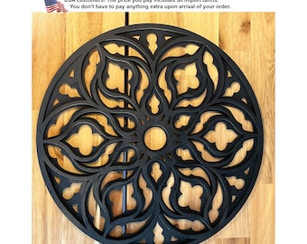 Cathedral Rose wall decor , Gothic tracery rosette home decor, Wall art dark academia