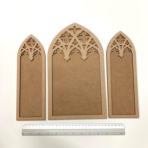 Catherdral arch frames triptych wall decor, Gothic window picture frames