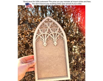 Gothic Cathedral Window Wall Decor: Unpainted MDF Tracery Frame