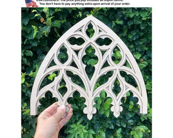 Gothic Cathedral Window Wall Decor: MDF Tracery, Unpainted DIY Frame