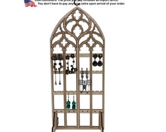 Large Wood Earring organiser / Jewelry holder /Jewelry stand /  Gift for her / vanity stand / Jewellery display / Earring storage