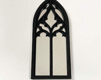 Cathedral arch mirror, Gothic tracery window wall decor, Goth architecture, Fantasy mirror