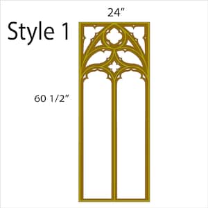 May include: A gold-coloured, ornate window frame with a gothic design. The frame is 61 cm wide and 154 cm tall. The text "Style 1" is in the upper left corner.