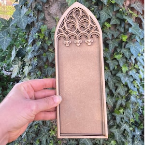Cathedral arch bookshelf decor, Book lover gift, Gothic window book shelf decor, Witchy decor, Dark academia decor, Picture frame