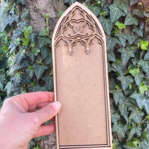 Gothic cathedral book shelf decor, Book nook gothic tracery, Dark academia decor, Witchy decor, Picture frame