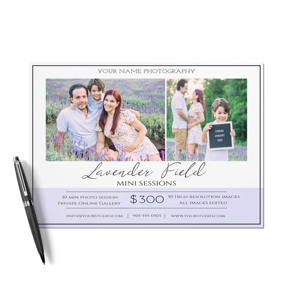 Lavender Field Mini Session Promotion Pricing Template for Photographers, Mini Session Template, Lavender Field Minis, Price Template