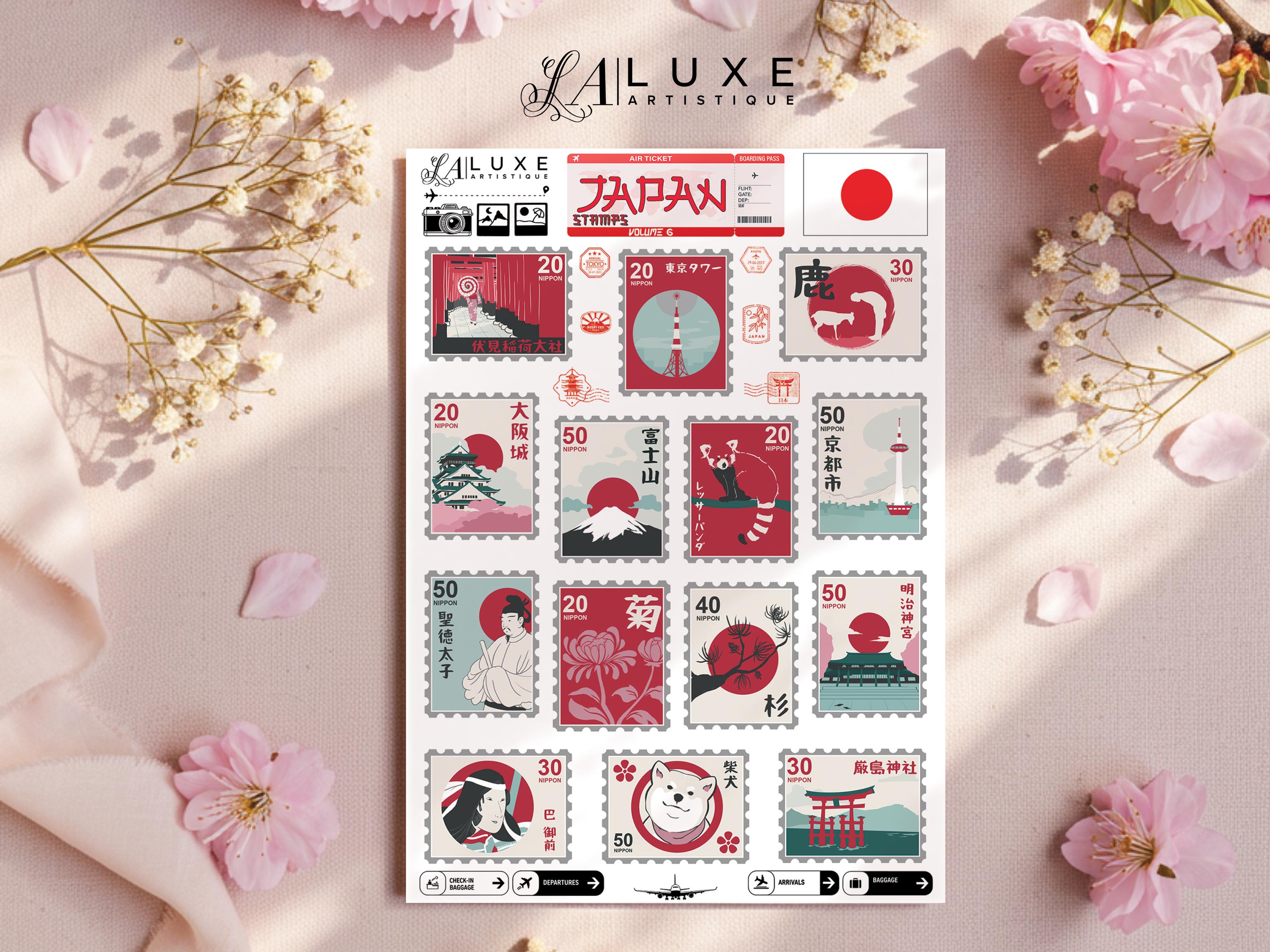 Japan Travel Stickers for Journaling (volume 6, Stamps), Japanese ...
