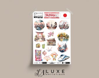 Reseklistermärken för japanska dagbok (Volym 1), Japanska klistermärken, Landmärken i Japan, Present till Japanälskare, Reseklistermärken för japanska dagbok