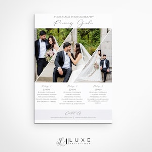 Wedding Price List Template, Wedding Price List, Photographer Templates, Photographer Price List, Price List Templates