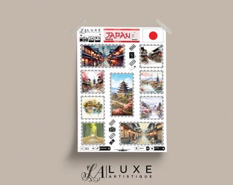 Reseklistermärken för japanska dagbok (Volym 3, Kyoto), Japanska klistermärken, Landmärken i Japan, Present till Japanälskare, Klistermärken för resedagböcker i Japan