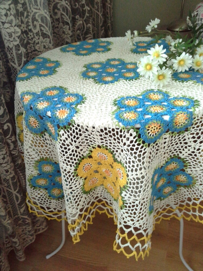 Crochet Tablecloth Handmade Crochet Tablecloth Home Decor Etsy