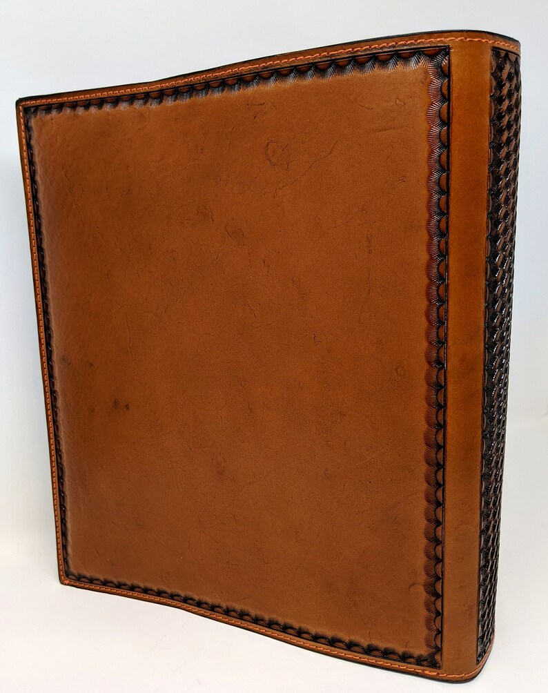 Leather Photo Album Hand Tooled, 80/160 Pictures, Italian Tan With