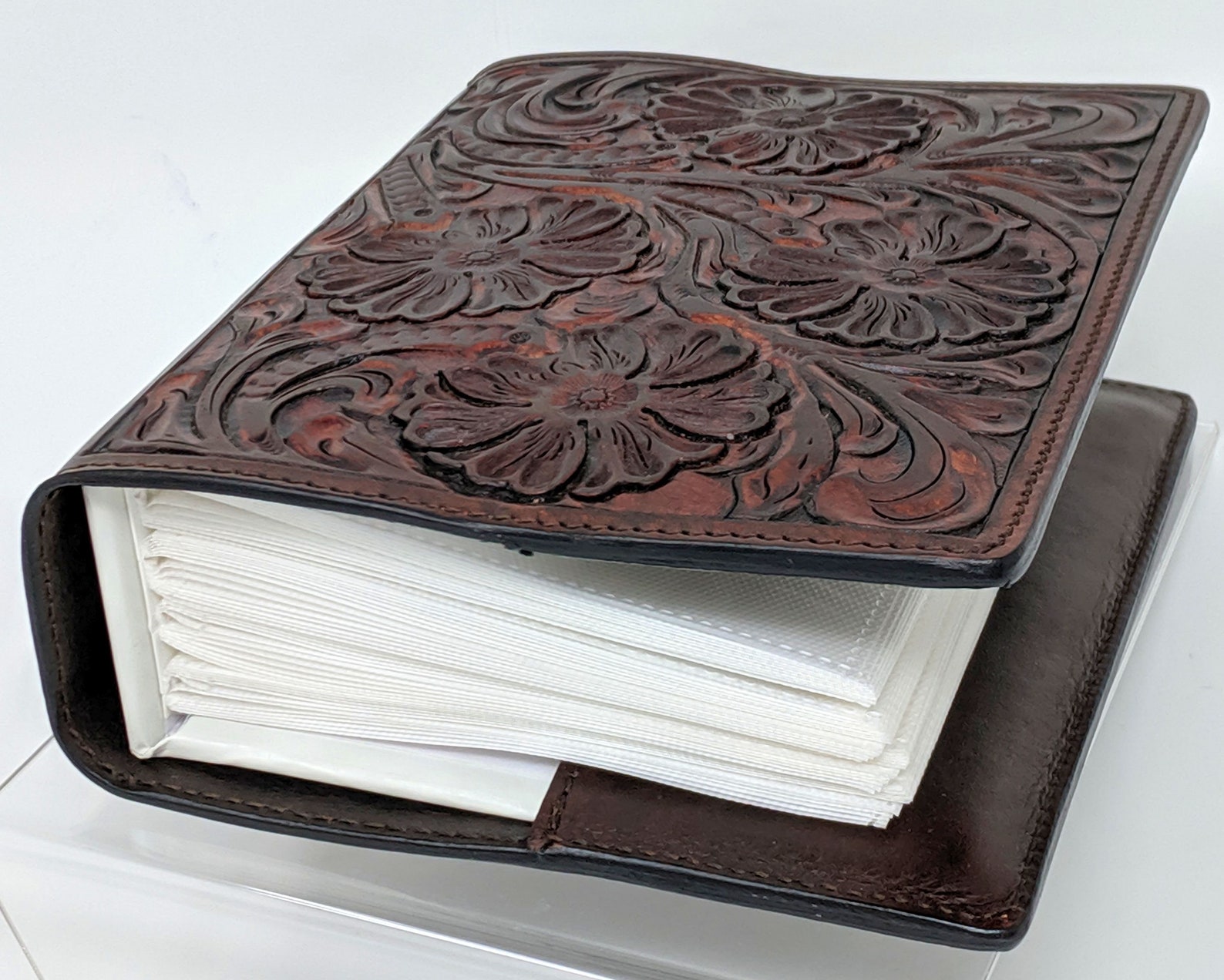 Leather Photo Album Hand Tooled Vintage Brown Small Etsy Canada