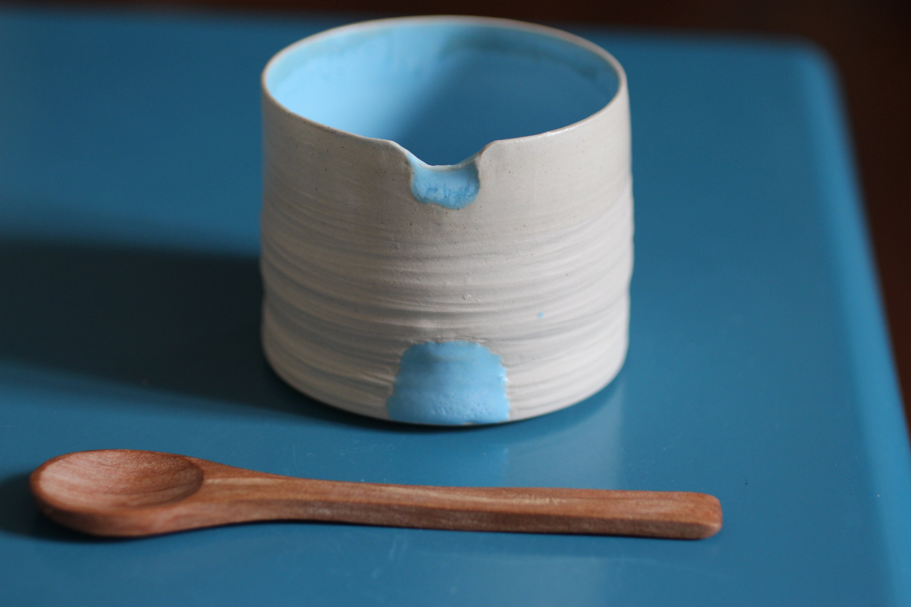 Tasse, Mug, Pot à Crayon, Bleu Ciel, en Grès Émaillé