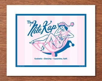 The Nite Kap Fine Art Print - Vintage Retro Art by Magic Bolt Design