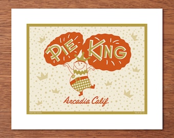 Pie King Fine Art Print - Vintage Retro Art by Magic Bolt Design