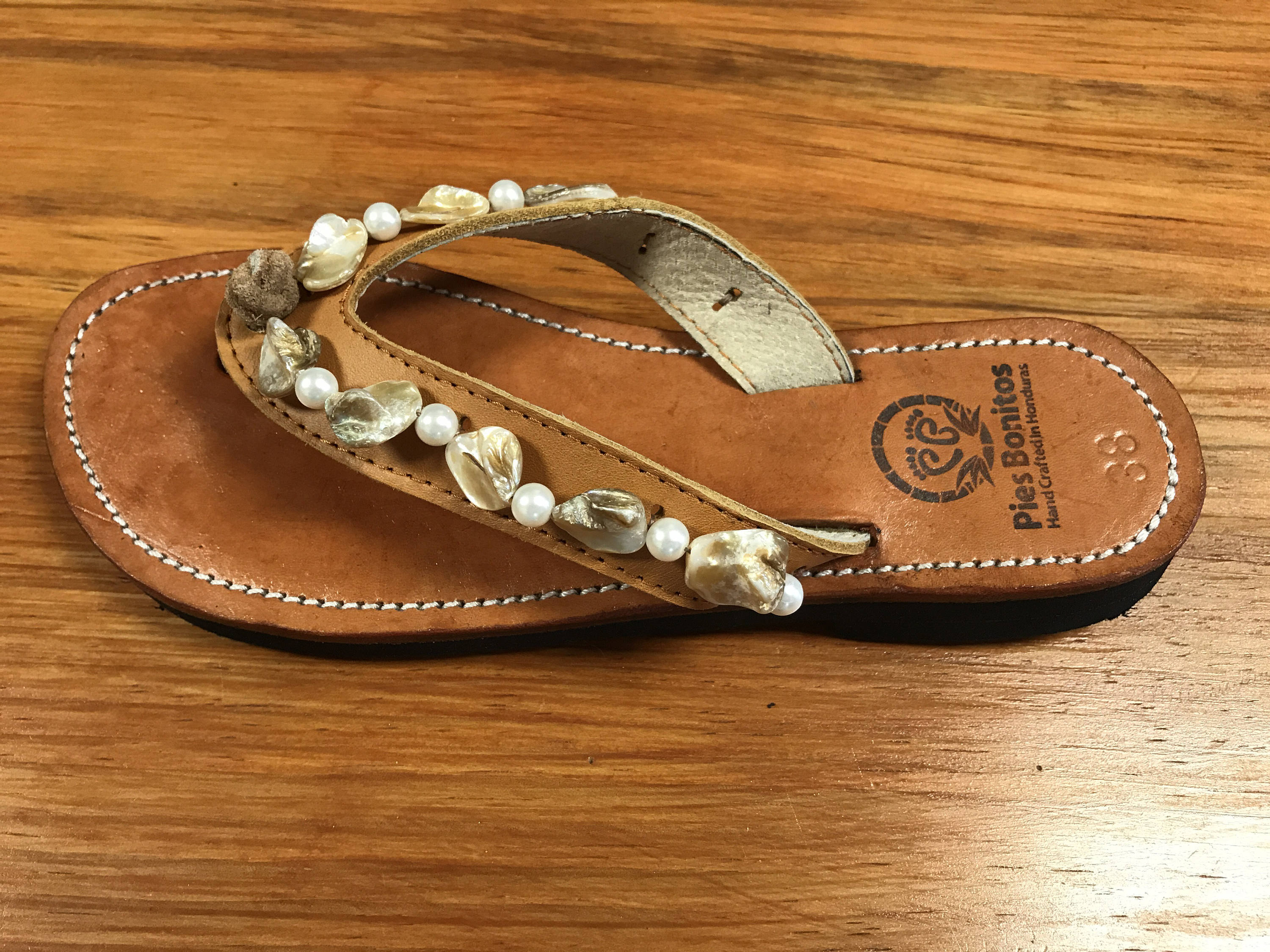 Beaded Leather  Womens Sandals  Flip Flops 