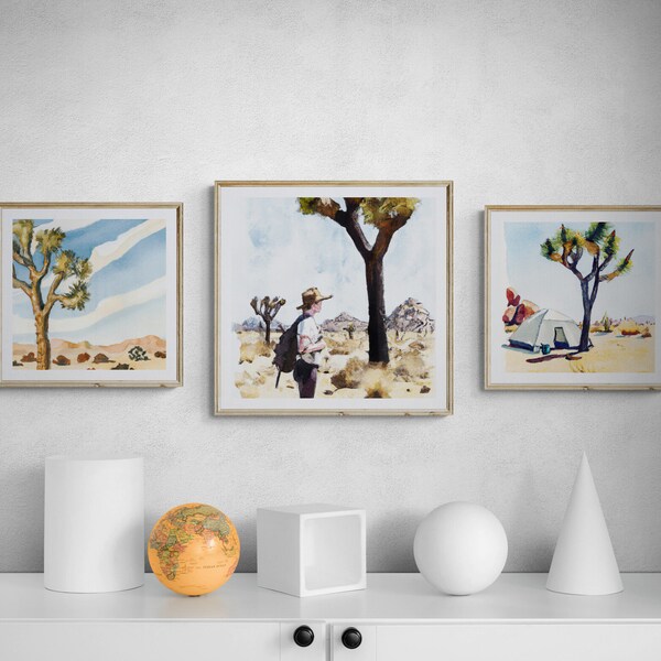 Watercolor Painting of Joshua Tree NP, Bundle of 3, Download and Print, PNG / JPG