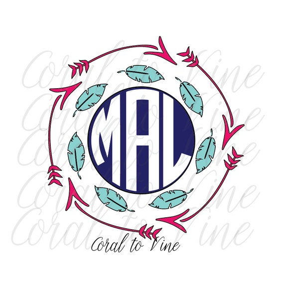 Download Monogram Arrow Svg Arrow Circle Svg Arrow Feather Svg Etsy