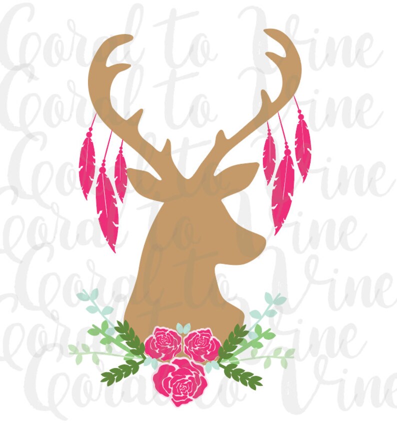 Download Deer head SVG flower SVG rose SVG feather svg rose layer ...