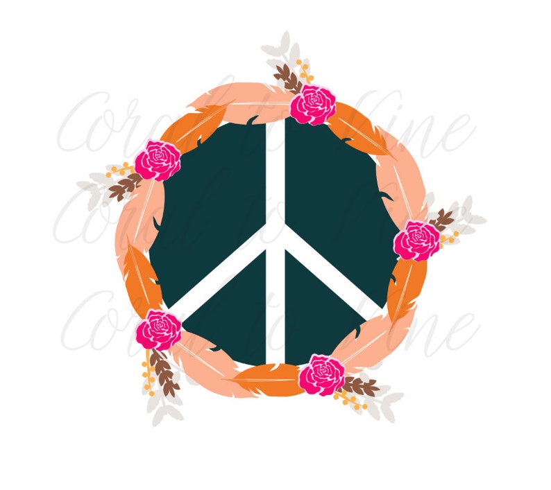 Download Peace sign SVG feather svg peace sign floral layer svg ...