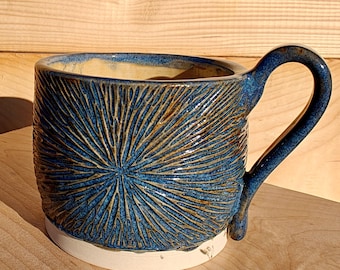 Carved Starburst Ceramic Mug