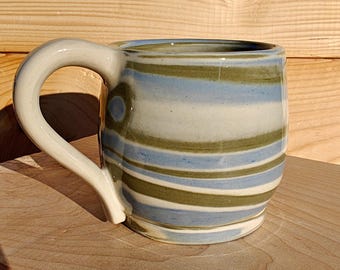 Blue/Blue and Green Swirl Ceramic Mug