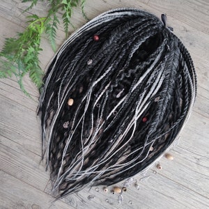 Pagan Witch - Black & Grey set of DE synthetic crochet bumpy dreads, Senegalese twists, braids and dreaded curls